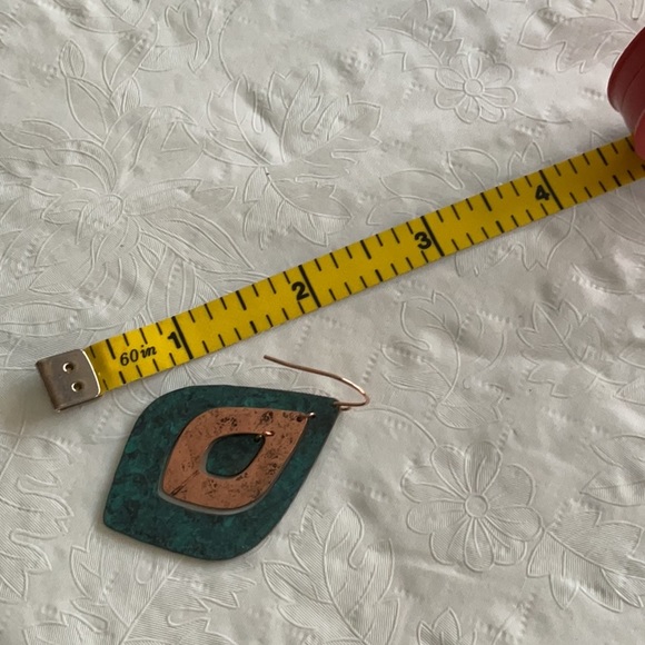 Earrings - Teal/Green and Gold wire earrings - Picture 3 of 3